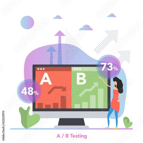 Vector concept A B Split Testing with woman