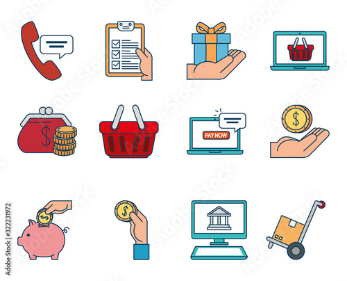 bundle of pay online set icons