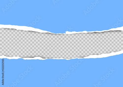 Torn paper on transparent background with space for text. Vector illustration.	