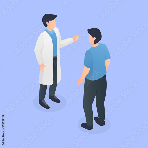 doctor consultation with patient standing with isometric style