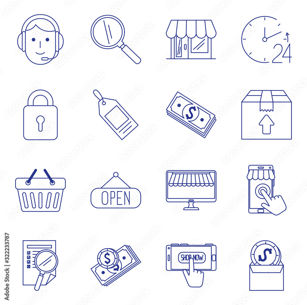 Fototapeta premium bundle of ecommerce set icons vector illustration design