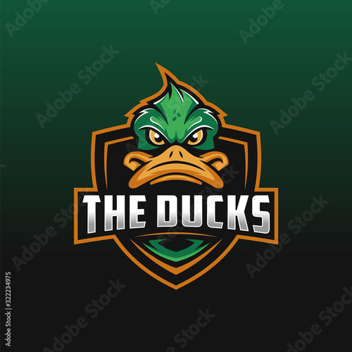 The Ducks epsort logo design illustration, Duck mascot logo design for gaming club