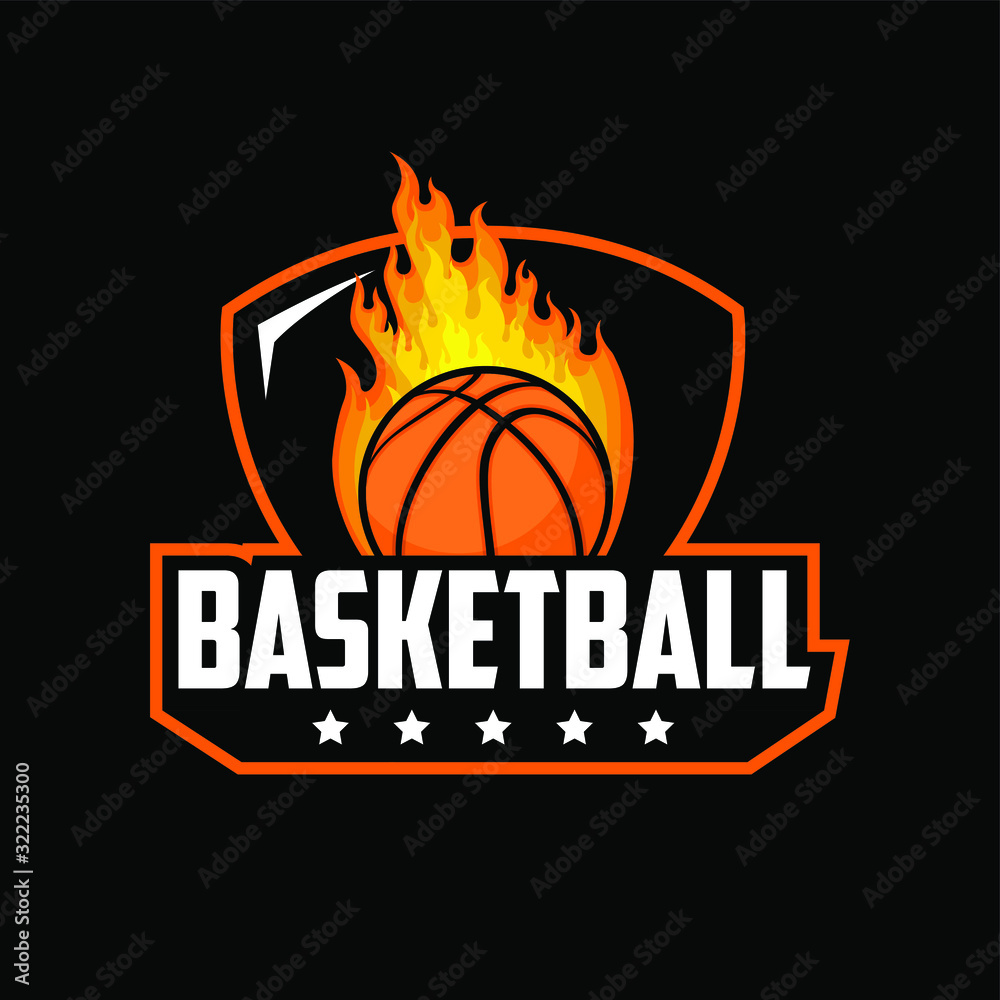 Modern professional basketball logo design. All star championship sign.  Stock Vector