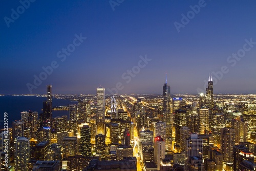 Beautiful skyline of Chicago downtown at night, USA