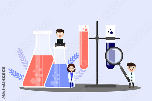 Medical laboratory research with science glass tube vector illustration concept.