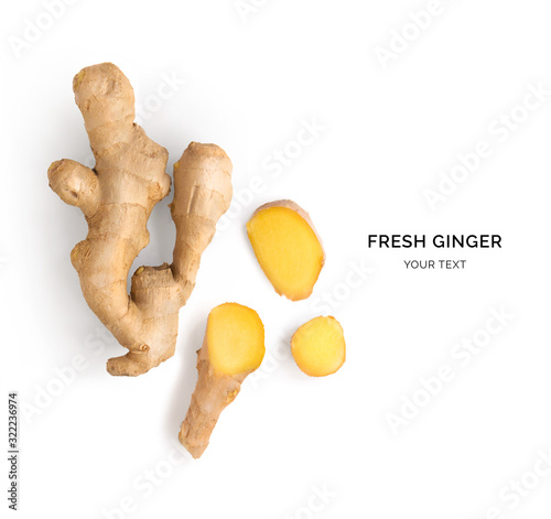Fotografia Creative layout made of ginger. Flat lay. Food concept.