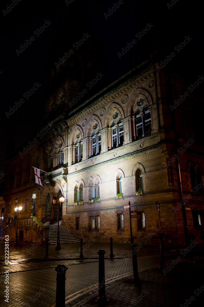 Night view of theTown Hall of Chester in England