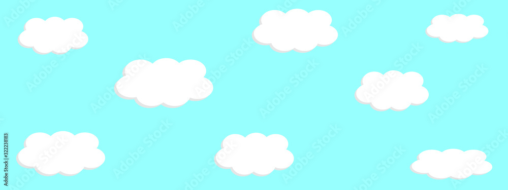 white puffy clouds in blue sky vector design