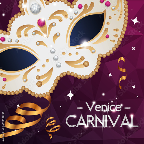 venice carnival with mask and decoration vector illustration design