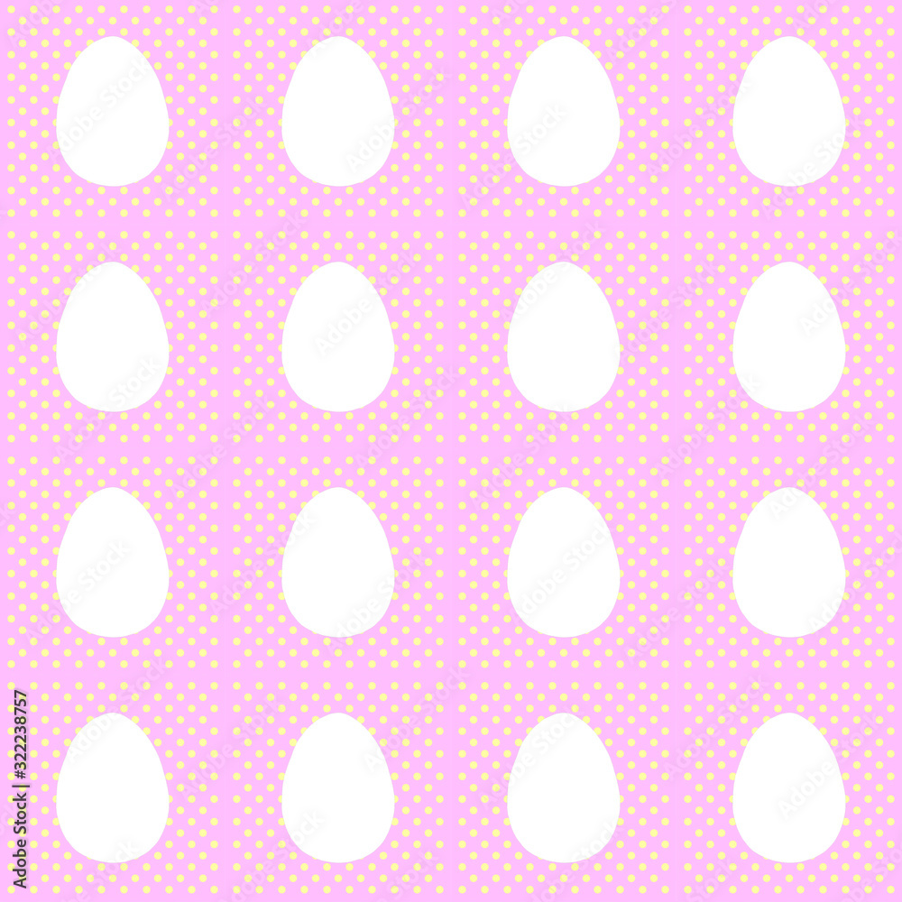 White frames shape of Easter eggs on seamless pattern, polca dot background. White frames shape of Easter eggs on seamless pattern, polca dot background.
