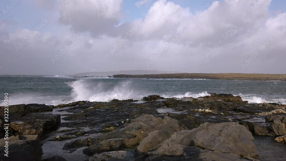 Crashing ocean waves in Portnoo during storm Ciara in County Donegal - Ireland Crashing ocean waves in Portnoo during storm Ciara in County Donegal - Ireland