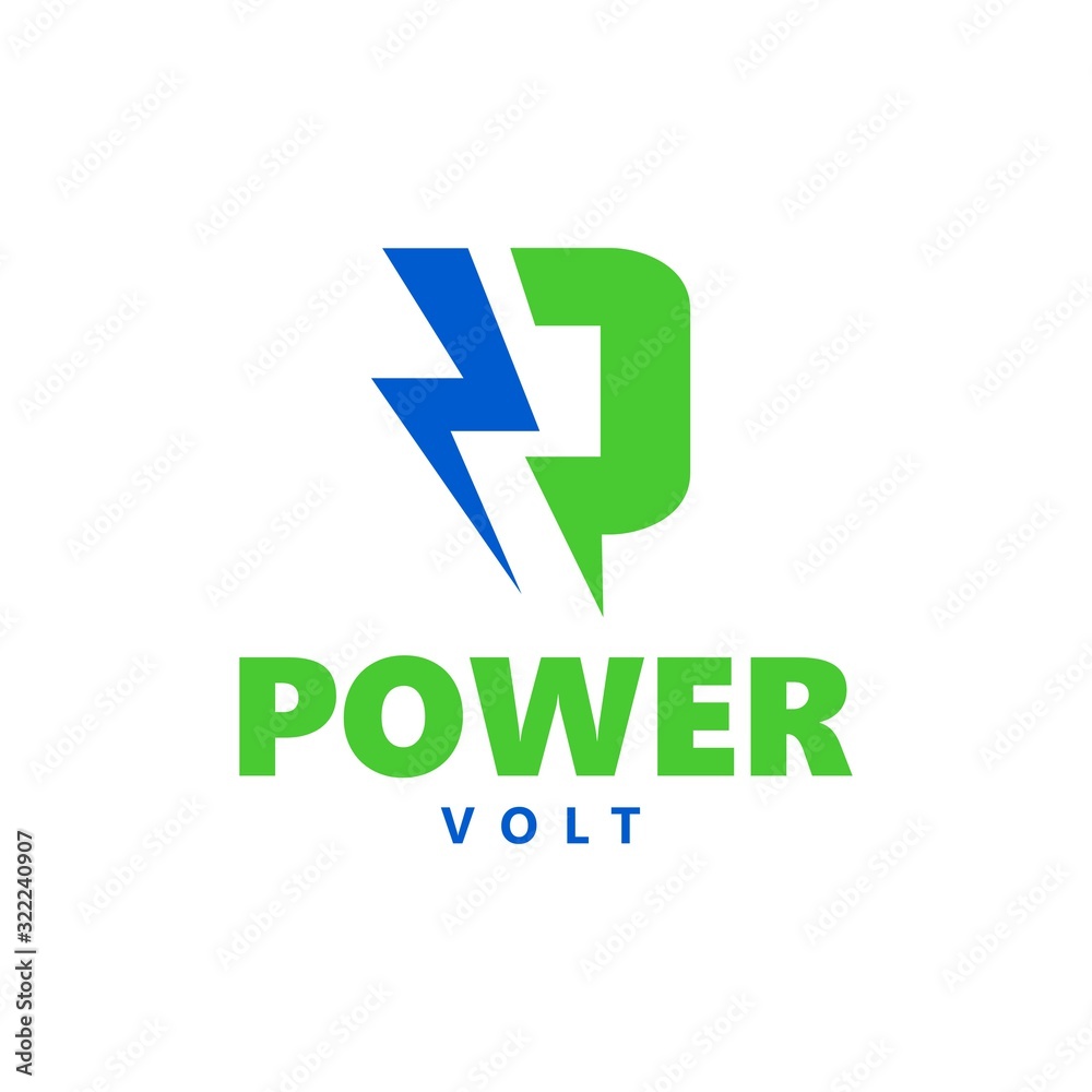 Logo power volt electrical silhouette lightning Stock Vector | Adobe Stock