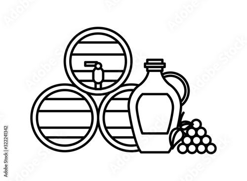 wine barrels drink isolated icons