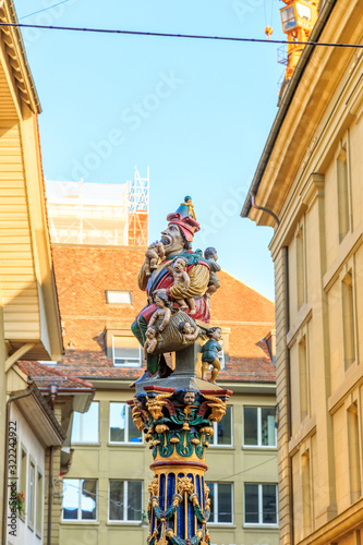 Bern, Switzerland. Kindlifresserbrunnen Fountain (Child Eater) Was built in 1545-1546. Author Hans Ging photo