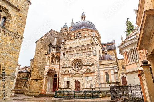 Bergamo, Italy. Chapel of Colleoni in Bergamo. The historical part of the city. Rainy weather