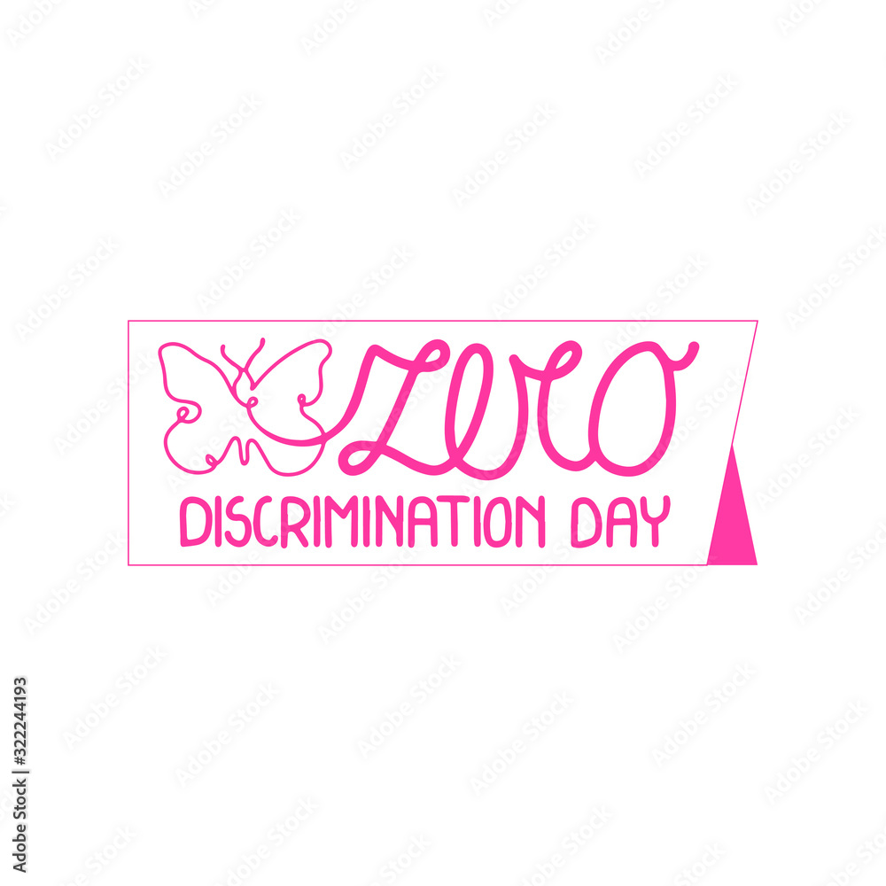 Zero Discrimination Day. Typography for Zero Discrimination Day on 1 March vector Illustration with linear butterfly.