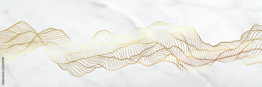 Fototapeta Golden line art deco luxury classic Pattern, Marble and vector arts shape wallpaper design, Wallpaper Warehouse, packaging, Vip wallpaper, premium texture with watercolour vector illustration.