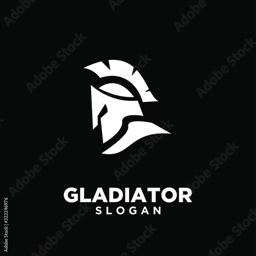 black background head gladiator spartan logo icon design