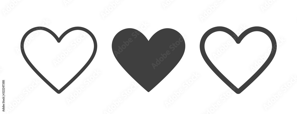 Heart vector collection. Love, favorites, like concept button icon for UI, UX, GUI.