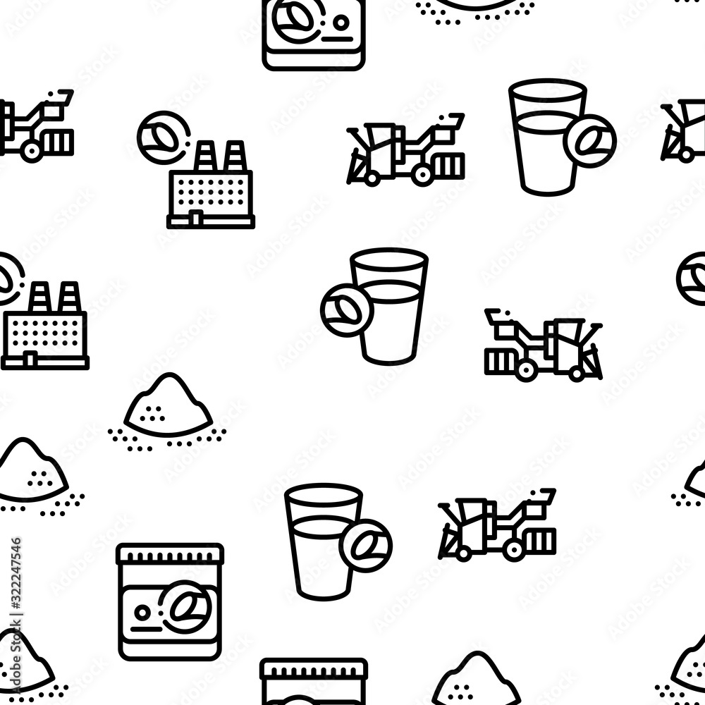 Sugar Cane Agriculture Seamless Pattern Vector Thin Line. Illustrations