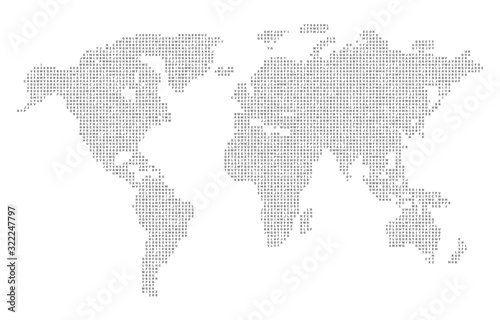 World map dotted from alphabet.