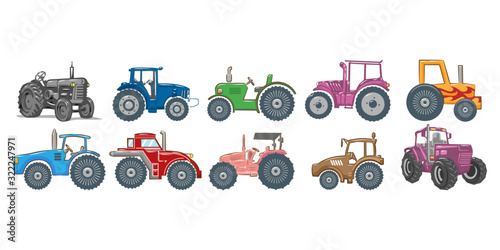 tractor vector set collection graphic clipart design