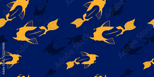 abstract gold and blue carps