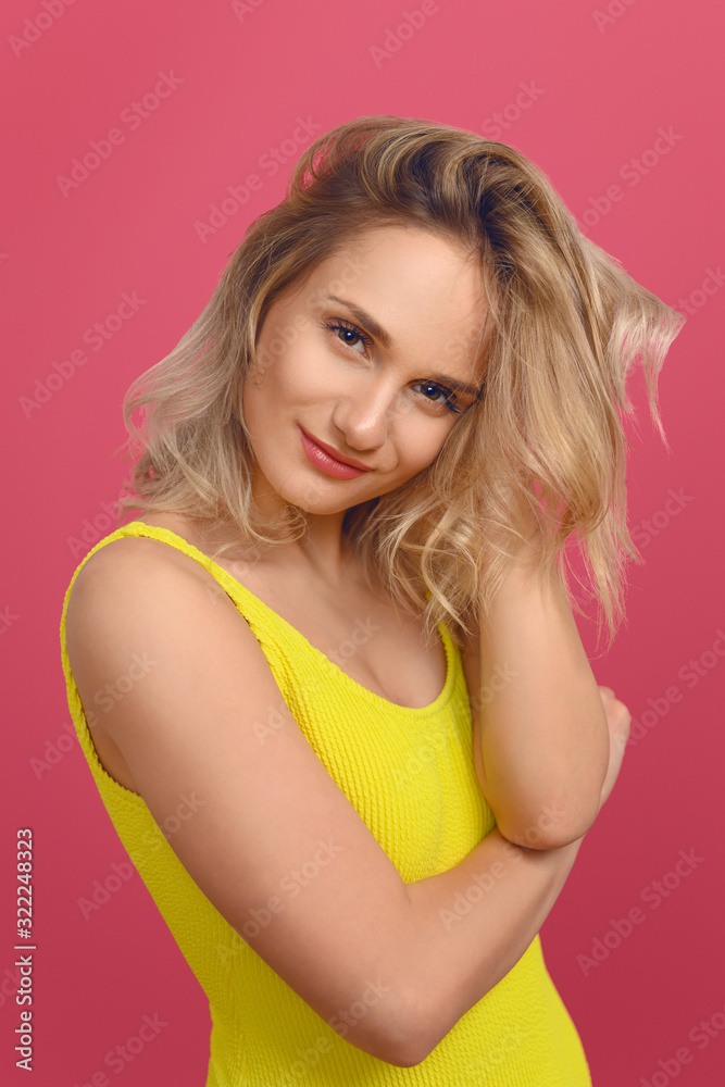 Beautiful sexy young woman in yellow swimsuit Beautiful sexy young woman in yellow swimsuit