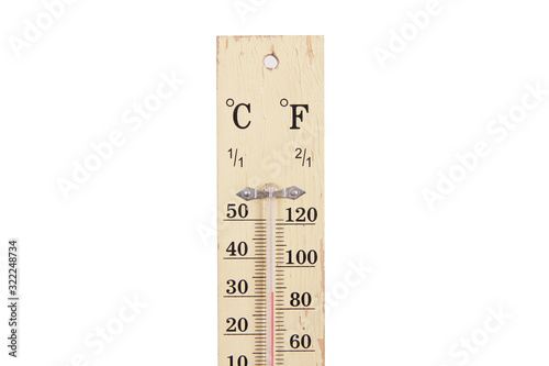 thermometer hot day on white background.