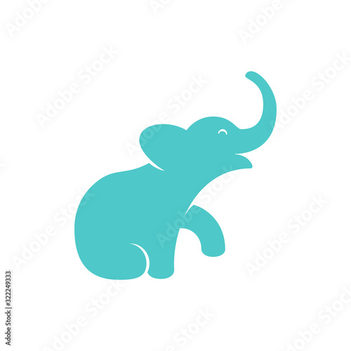 Isolated elephant calf vector logo. Mammoth calf sign on a white background. Kid shop logotype template