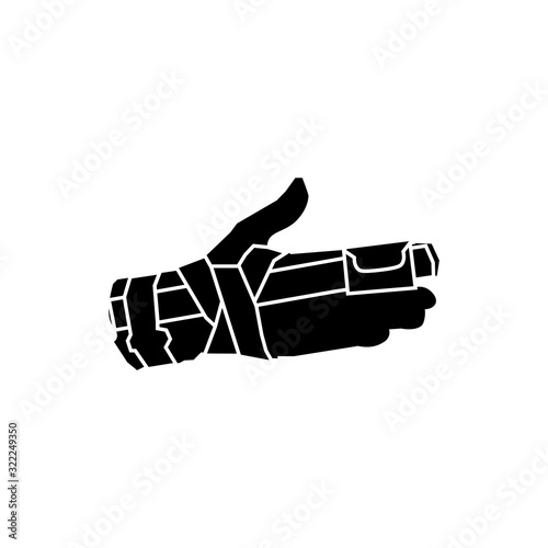 Thumb orthosis sign. Medical finger brace