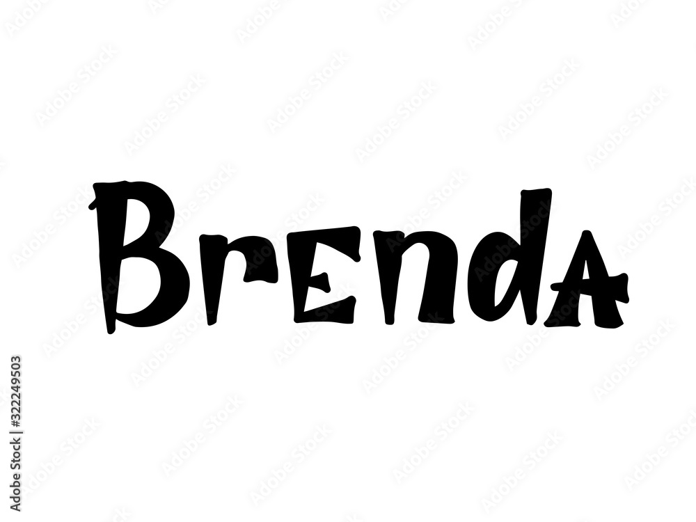 Brenda. Woman's name. Hand drawn lettering. Vector illustration. Best for Birthday banner