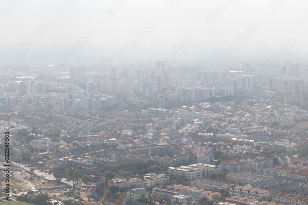 Bangkok  Thailand covered by dust in air pollution PM 2.5.Metropolitan Building Air pollution smog unhealthy environment.hazardous levels