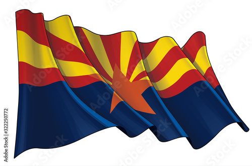 Waving Flag of the State of Arizona