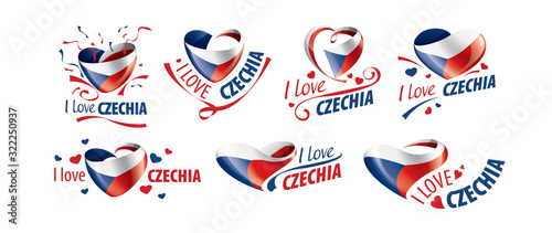 National flag of the Czechia in the shape of a heart and the inscription I love Czechia. Vector illustration