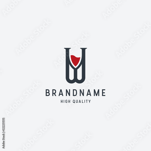 Letter W and wine logo design template vector illustration
