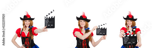 Woman pirate with movie board