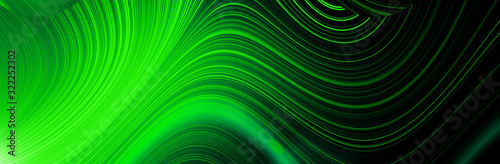 Bright green neon glowing flux effect abstract wave pattern. Dynamic motion	