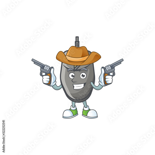 The brave of black mouse Cowboy cartoon character holding guns