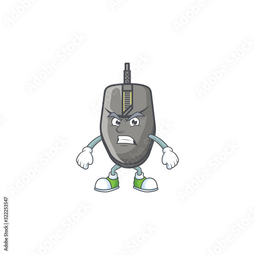 cartoon character of black mouse with angry face