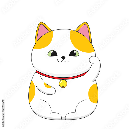 Cute maneki neko. Lucky japanese cat