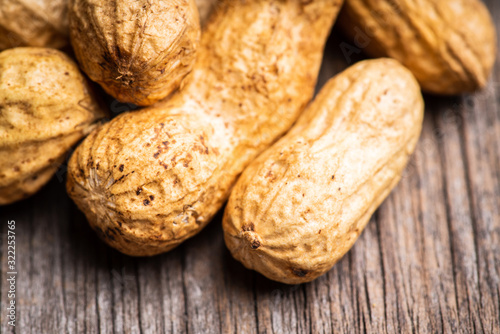 Peanuts in shell. Selecttive focus. Shallow depth of field.