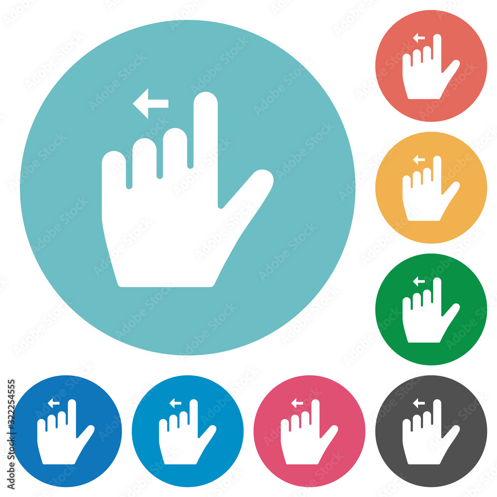 Fototapeta premium Left handed move left gesture flat round icons