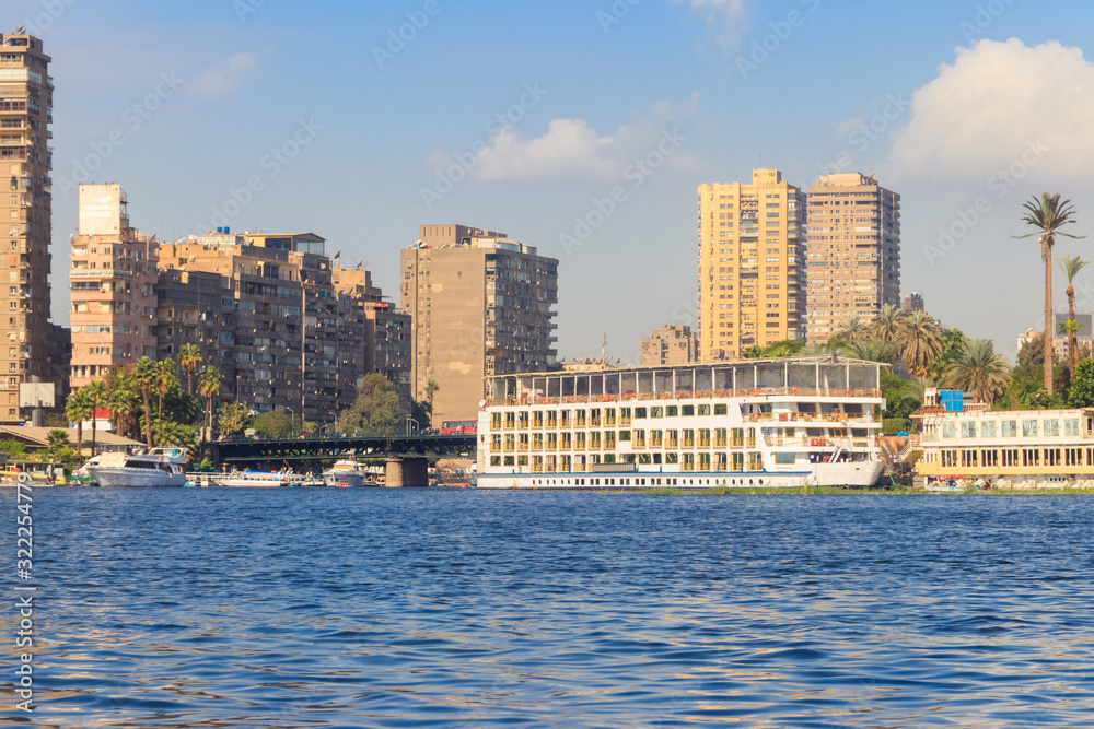 View of the Cairo city and Nile river in Egypt