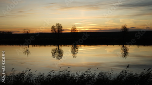 sunset over the lake