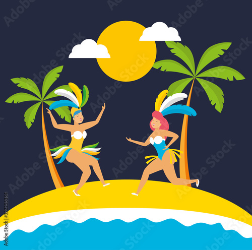 brazilian garotas dancing carnival characters