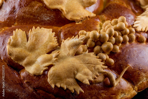  Traditional festive bread. Close-up.