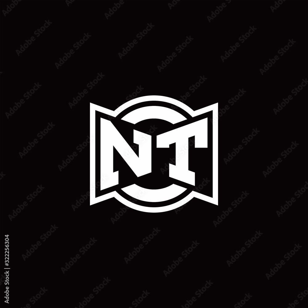 NT logo monogram with ribbon style circle rounded design template NT logo monogram with ribbon style circle rounded design template