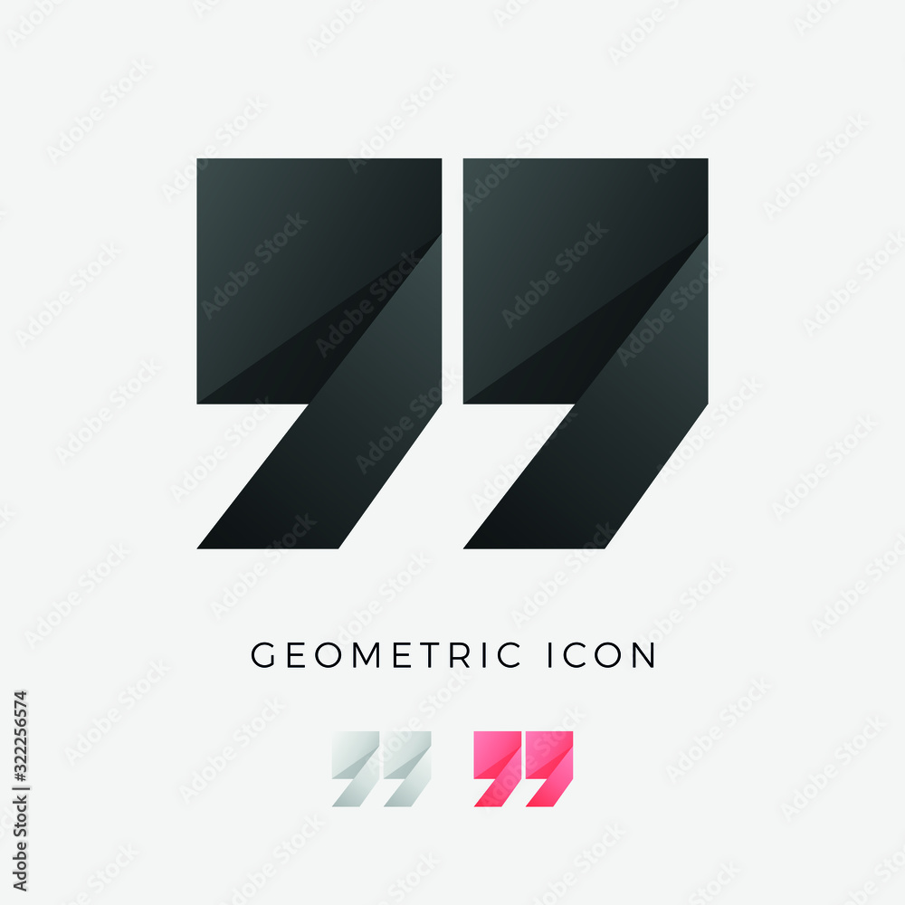 Obraz premium Quote Mark Symbol - block-quote, speech, testimonial, word, quotation, comma, comment, coversation, dialog, discussion - Origami Icon Vector Illustration
