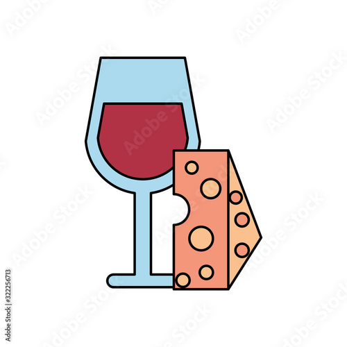 wine cup drink with cheese portion